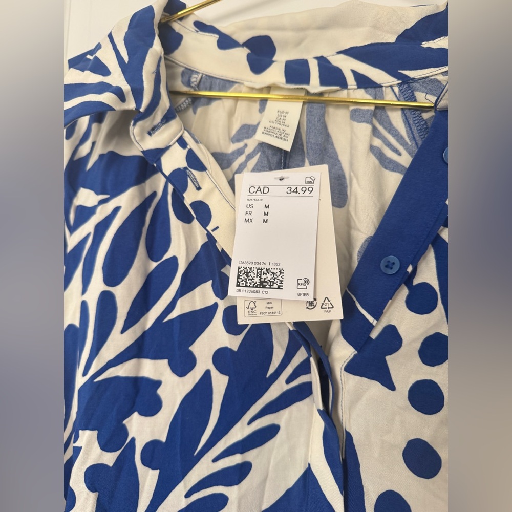 NWT H&M Blue and White Patterned Maxi Dress - Picture 4 of 5